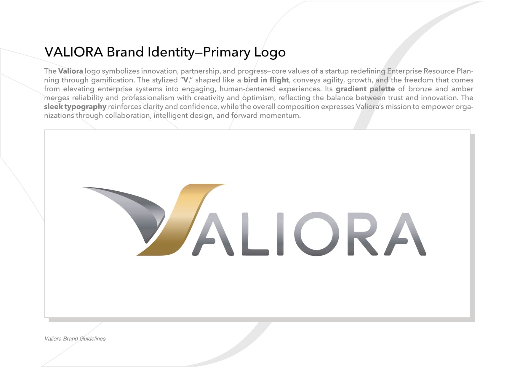 Valiora brand guidelines, page 1 of 6