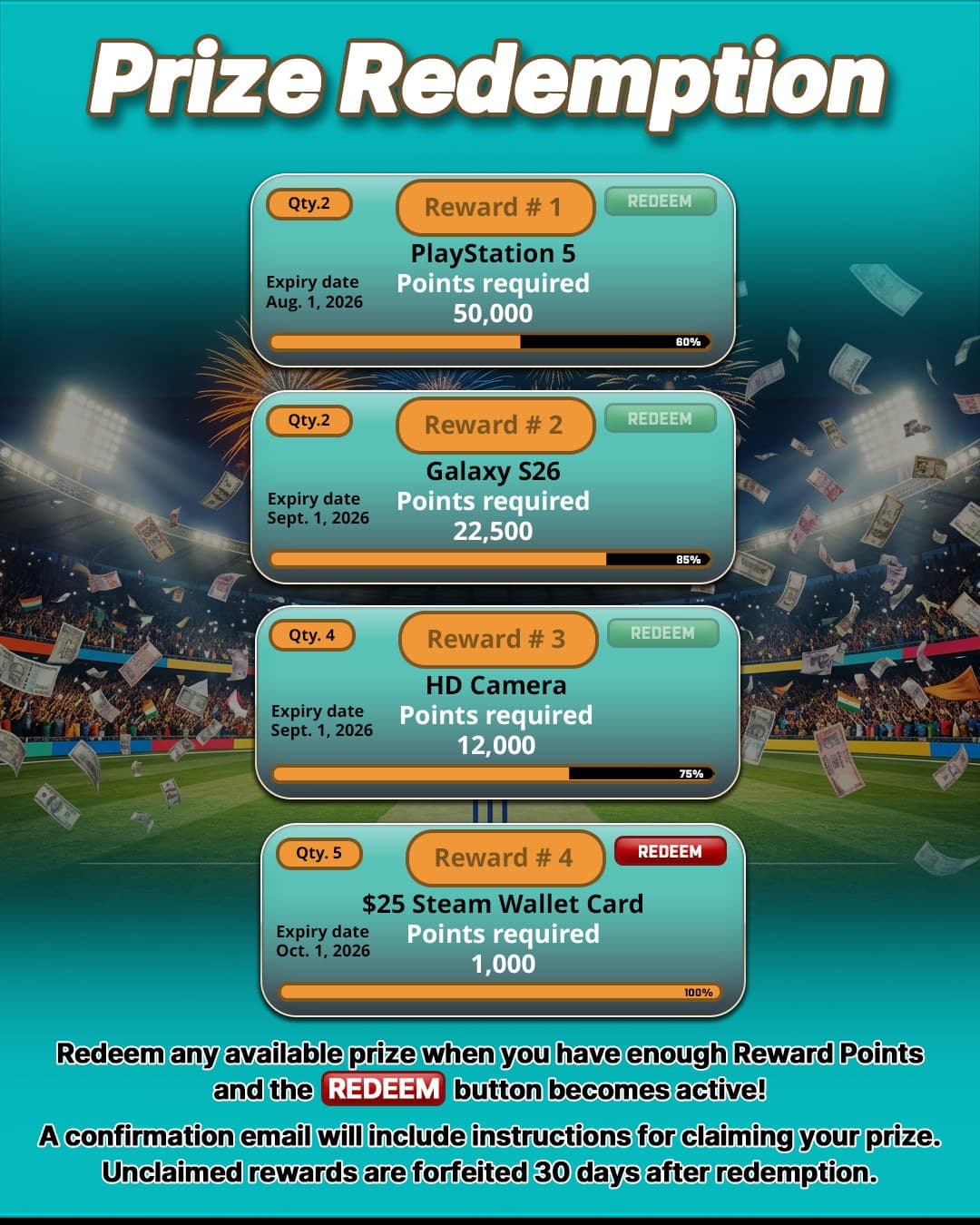 QuickWicket prize redemption graphic