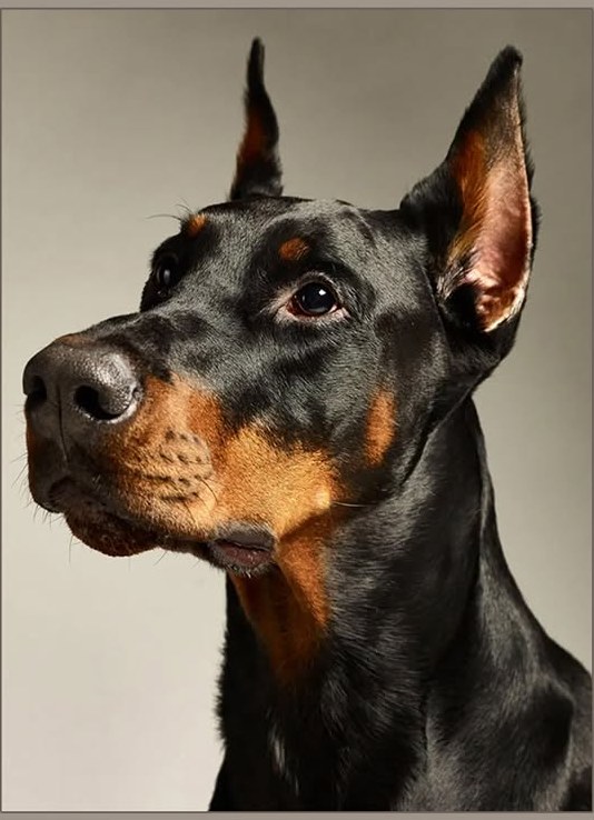 Photographie d’un doberman utilisée comme référence